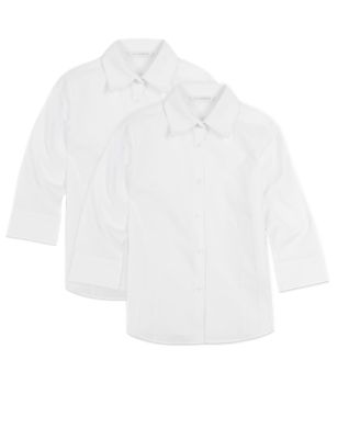 2 Pack Girls&#39; Easy to Iron 3/4 Sleeve Blouses